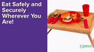 Essential Medical Supply Bamboo Bed and Lap Tray - Extra Large Flip Up Top, Raised Edge, and Handles for Easy Use - Perfect for Eating, Reading or Working in Bed, On a Recliner or in a Wheelchair