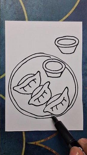 momo drawing, dumpling drawing how to draw momo, draw momos