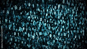 4k Abstract Technology Binary Digits Background Loop/ Animation of an ultra hd hi tech background with beautiful blue binary digits zooming in and fading