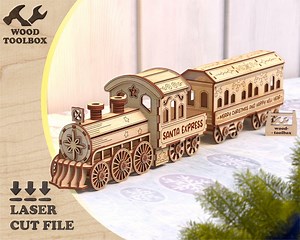 Santa Express Christmas Train – Laser Cut File | Wooden Train Template | Holiday Decoration | Merry Christmas Lightbox SVG DXF - Etsy