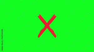 cross mark animation, Wrong Symbol in Motion graphic, Red X letter, crossed lines, Animated Red X Cross Mark – Error Icon, Movement Prohibition, Red cross mark. Cross Sign on a Green Screen.