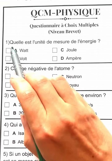 Quiz de physique facile à tester — Donne ton score !