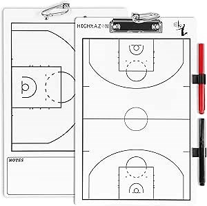 Basketball Coaches Clipboard,White Double-Sided Dry Erase Coach Clipboard, Basketball Whiteboard for Coaches, White Board with Marker for Coaches Gift