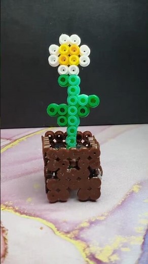 ZROBILAM KWIATKA 3D!🌷😱 #art #diy #hamabeads #minecraft #flowers #easy