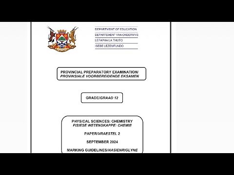 Grade 12 Physical Science | Chemistry Paper 2 September 2024 North West full Paper Memorandum
