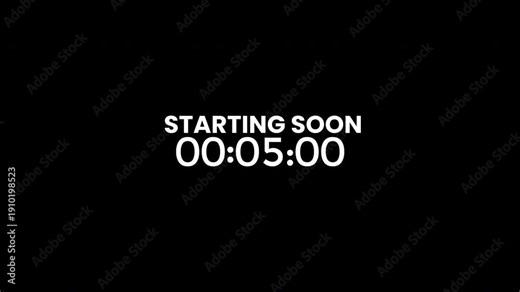 Streaming starting soon for event start. Ideal for websites, social media, presentations, and marketing content to create anticipation and urgency.