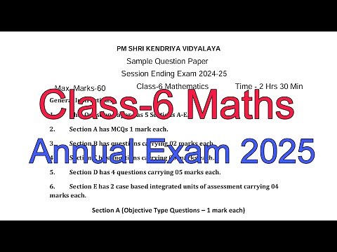 Class-6 Maths / Annual Exam Question Paper / Session 2024-25 /Session Ending Exam for KV students