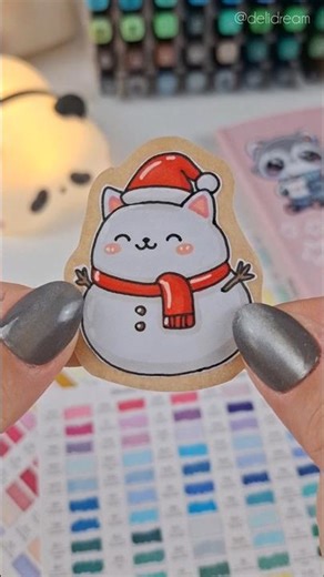 How to make Christmas sticker❄️ #shorts #art #stickers #cat