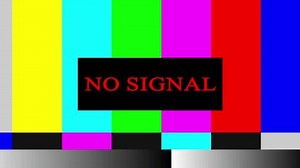 No signal old vintage TV. Static color noise. Glitch Error Video Damage. Glitched transmission, distorted noisy SMOTE color bars (a television screen test pattern) with the text No signal.