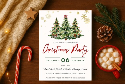 Christmas Party Invitation Template | Editable and Printable Holiday Invite (digital Download) - Etsy