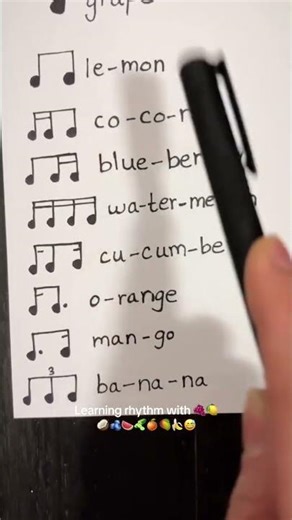 Using fruits to learn rhythm. 😅🎶❤️ #music #musician #rhythm #musicnotes #didyouknow #howto