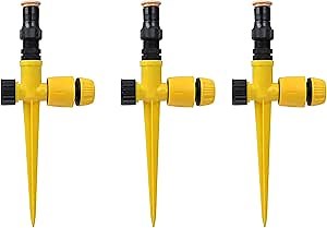 TINGMEI Pack of 3 pcs 360° Adjustable Garden Sprinkler with 1/2 inch Quick connectors, Water Sprinkler for Lawn Yard Outdoor