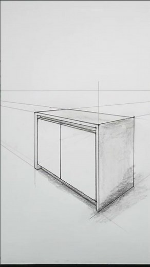 learn how to draw a cabinet in 2 point perspective #drawing