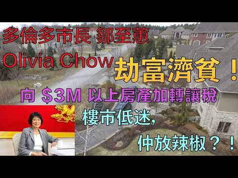 多倫多市長 鄒至蕙 Olivia Chow 劫富濟貧！向 $3M 以上房產加轉讓稅 樓市低迷，仲放辣椒？！