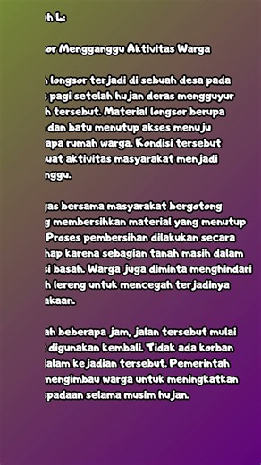 CONTOH TEKS BERITA LONGSOR