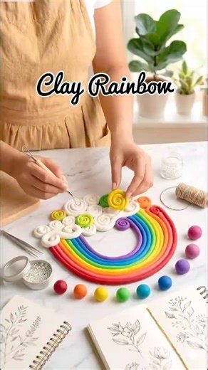 Clay Rainbow Making 🌈| Simple & Cute DIY #rainbow #holi #craftideas #trending #viral #handmade #fyp