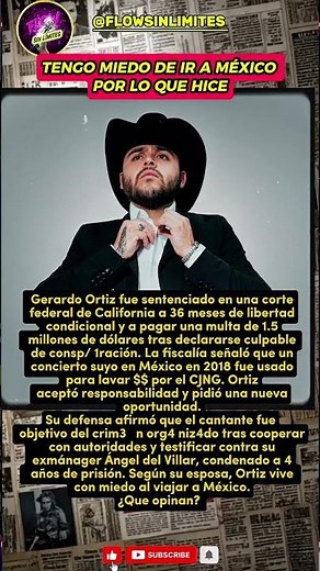 Gerardo Ortiz tengo miedo de ir a México