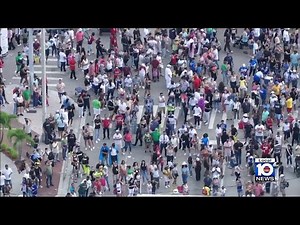Aerial videos show Calle Ocho revelers in Miami, spring breakers in South Beach