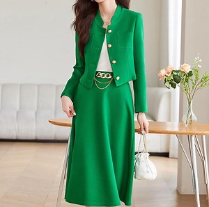 Green Tweed Skirt and Suit Set: Custom Made Elegant Classic Two Pieces Skirt Set, Women Suit Petite to Plus, Formal Wool Skirt and Jacket - Etsy