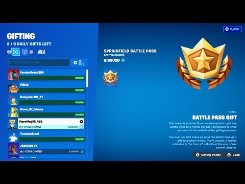 HOW TO GIFT THE SIMPSONS BATTLE PASS IN FORTNITE!