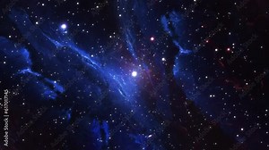 Intergalactic flight through blue nebulae and galaxies. Endless fantastic cosmic constellations. Deep space. Exploring the Milky Way. Travel through glowing stars as they pass by. 4k footage Stock Video