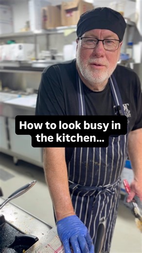 1.7M views · 24K reactions | How to look busy in the kitchen  ✅ Walk fast ✅ Look for something (anything) ✅ Walk back fast carrying something ✅ Stir a pot ✅ Wipe something… randomly Repeat as needed until it looks like you’re saving the day  #cooking #foodlovers #cheflife #Kitchen #humour #tasteoftuscany #hack #walk #fast #busy #stir #chef #Restaurant #funnyreels #funnyvideos | Taste Of Tuscany Restaurant | Facebook
