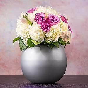 Walbrook Silver Vase - Decorative Flower Centerpiece, Small Modern Vase for Decor