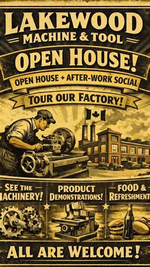 ⚡️LAKEWOOD OPEN HOUSE 2026⚡️ Lakewood Machine & Tool is opening its doors for the first time after 37 years in business for an Open House. Come check out our technology, capabilities, meet the team, network with other manufacturing professionals, and enjoy some refreshments. Event is free and will be open from 3 PM to 6 PM on Friday, February 13th! Please confirm here or at the linked Eventbrite page to secure your spot! | Lakewood Machine & Tool