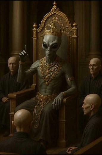 An alien holding court as a king👑🤴 👽👾 #shorts #king #alien #ai #trending