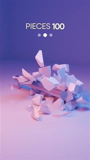 Pieces: 10 / 100 / 200. Simulation of a Cube Breaking With a Metal Pipe