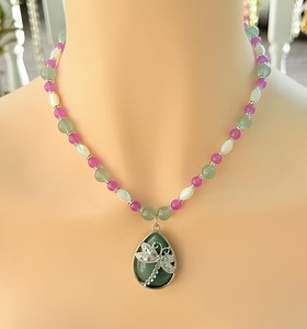 Aventurine Stone Teardrop Dragonfly Pendant Beaded Gemstone Necklace - Etsy Australia