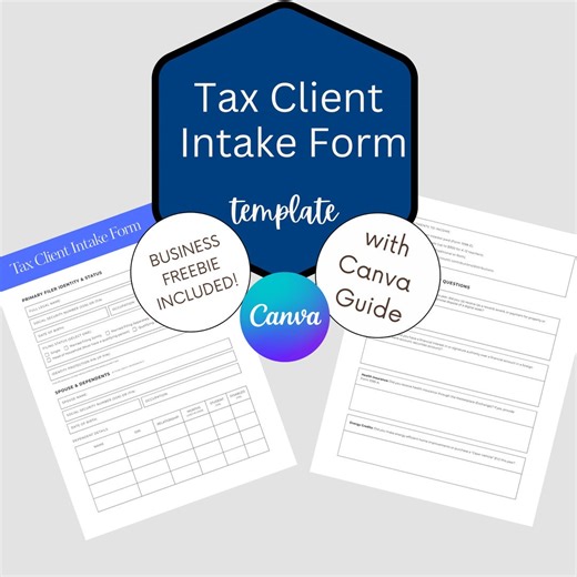 Tax Client Intake Form Canva Template | Accounting Client Questionnaire | Bookkeeping Intake Form | CPA Tax Prep Form | Editable Client Form - Etsy