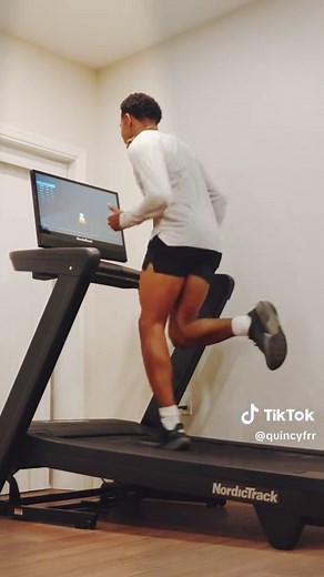 The weather won’t hold me back. I didn’t miss a beat this track season with my @NordicTrack Commercial 2450 Treadmill! Use discount code “QUINCY” at checkout”