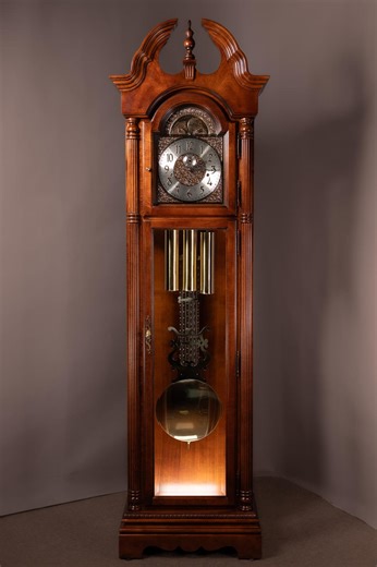 Howard Miller Grandfather Clock | Cherry Finish, Moon Dial, Triple Chime - Etsy Australia