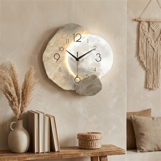 Modern Moon Phase Wall Clock - Minimalist Boho Decor for Home - Etsy