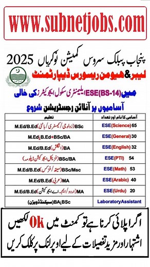 28K views · 70 reactions | Apply Link  https://www.subnetjobs.com/2025/11/punjab-public-service-commission-latest.html #PPSCJobs2025 #PPSCJobs #PunjabPublicServiceCommission #GovtJobsPakistan2025 #Punjabjobs ♥♥ Thanks For Watching ♥♥ | Subnet Jobs | Facebook