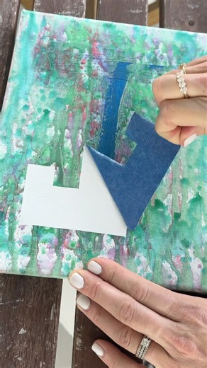 Paint splatter canvas monograms using water guns #craft #diy