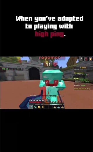 When you've adapted to playing with high ping. #find #minecraft #memes #viral #pvp