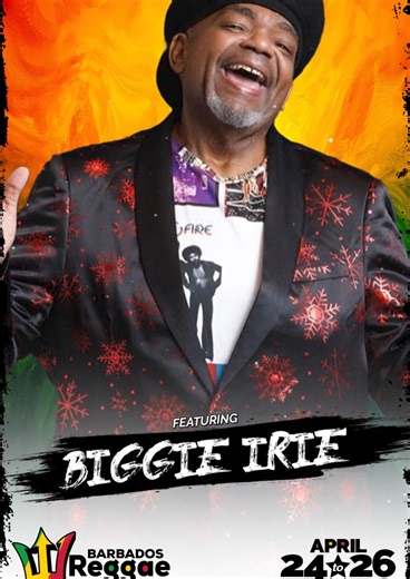 Biggie Irie has officially joined the Barbados Reggae Weekend line-up🔥 We’ve got ten tonnes of love for homegrown talent and Biggie Irie is ready to rep 🇧🇧 with sweet reggae vibez and his powerful melodic vocals that pull you in from the first note 🎶 💽 The Legends of Reggae Show & Dance, powered by Q100.7FM 📅 Friday, April 24th, 2026 📍 Kensington Oval, Barbados 🎟️ Early Bird tickets and season passes go live on Friday, February 27. #BarbadosReggaeWeekend #LiveTheVibez #Barbados #fyp