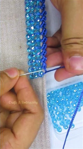 A beautiful border lace idea for embroidery lovers 💙 #tutorial #diy #beads