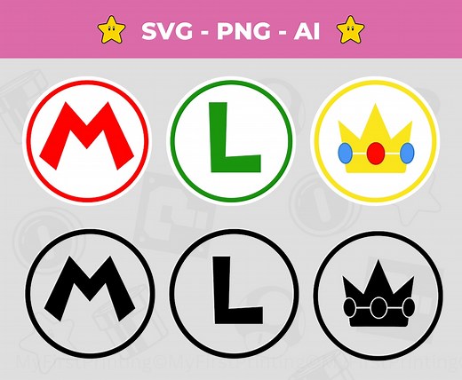 Mario, Luigi, Princess Peach Logo SVG: Nintendo Fan Art (digital Download) - Etsy