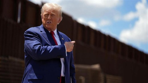 Trump visits US-Mexico border, slams Harris on immigration during rally