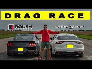 Tuned Kia Stinger GT 3.3 vs Ford Mustang GT Roush 5.0, drag and roll race.