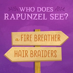 The town it is! As the guards carry Rapunzel, what does she see?...