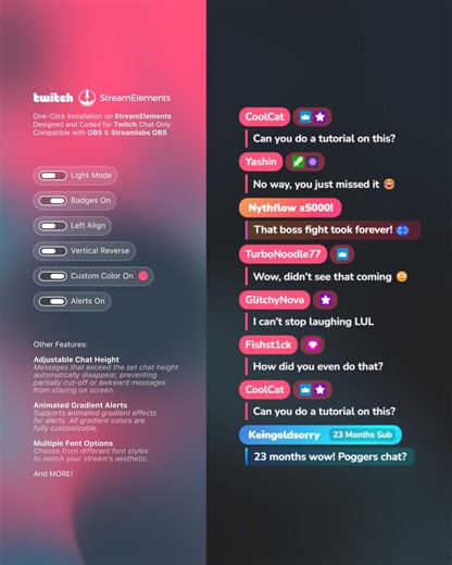 Multistream Chat Widget ⟢ Twitch Kick Youtube Multichat Overlay • Customizable • Animated Gradient Alerts • Streamelements OBS - Etsy