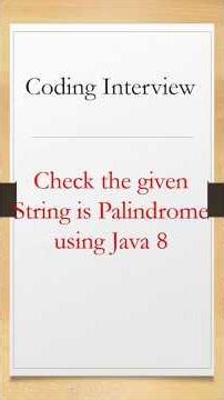 Check the given String is palindrome or not in Java #corejava #java8 #interview #javainterview #code