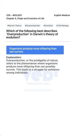 Darwins Theory Overproduction Explained 12th Biology