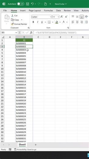 6K views · 37 reactions | Excel Tips to Enter ID's in Series! #Excel #exceltips #DataEntry #accounting #spreadsheets | SUS ONLINE | Facebook