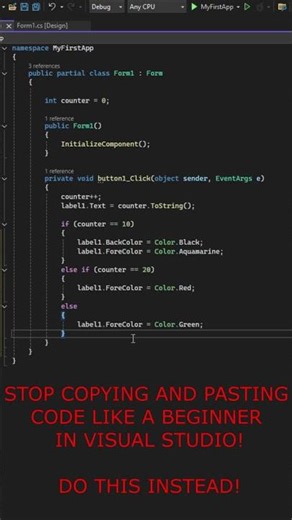 Stop copying and pasting code like a beginner do this instead #codingtips #visualstudio #csharp