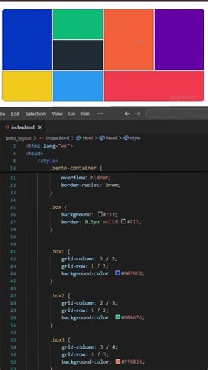 Bento Layout Design using HTML & CSS #csstricks #coding #frontendcourse#shorts